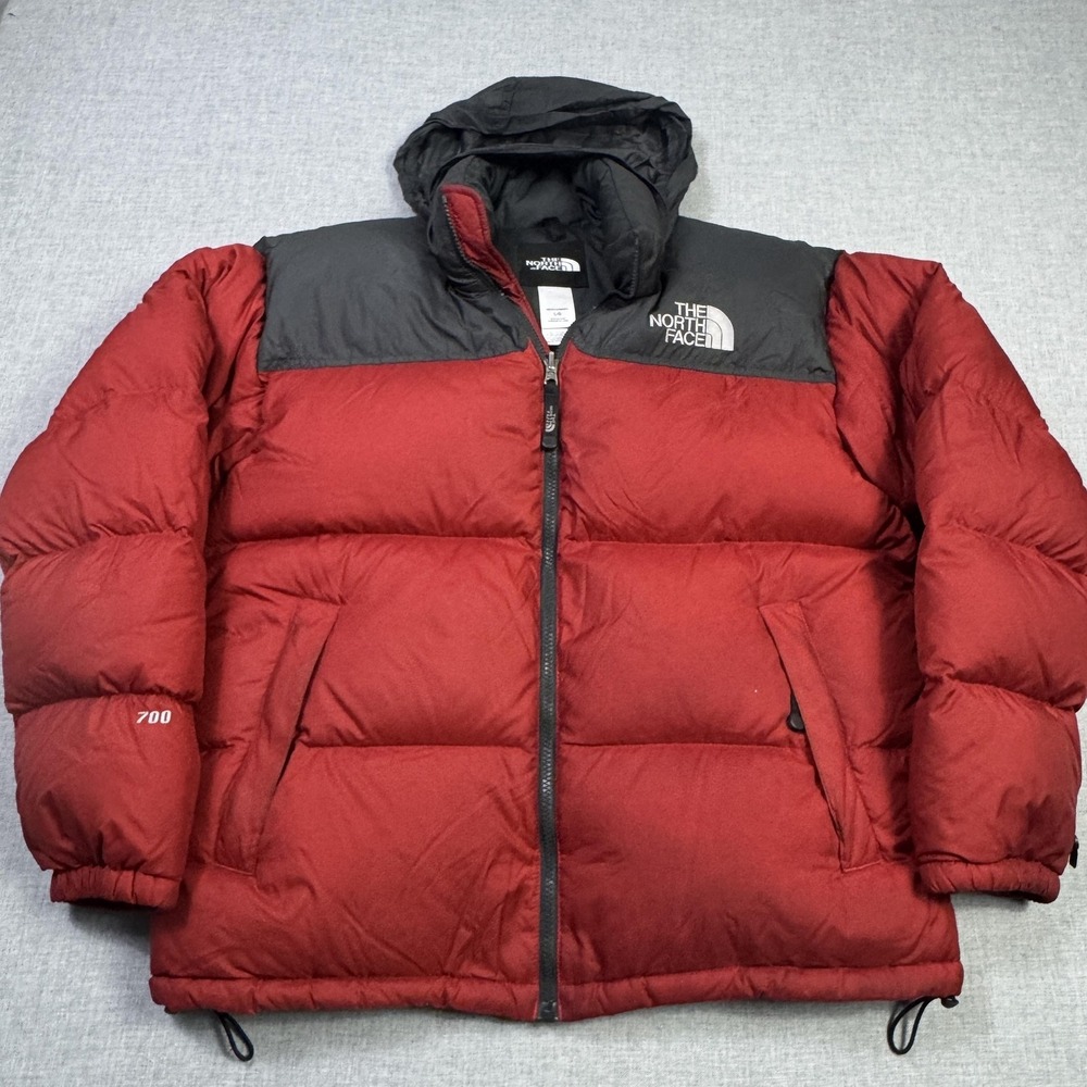 The North Face Puffer Jacket Mens Large Red Hooded 700 Fill Down Insulated - Picture 1 of 16